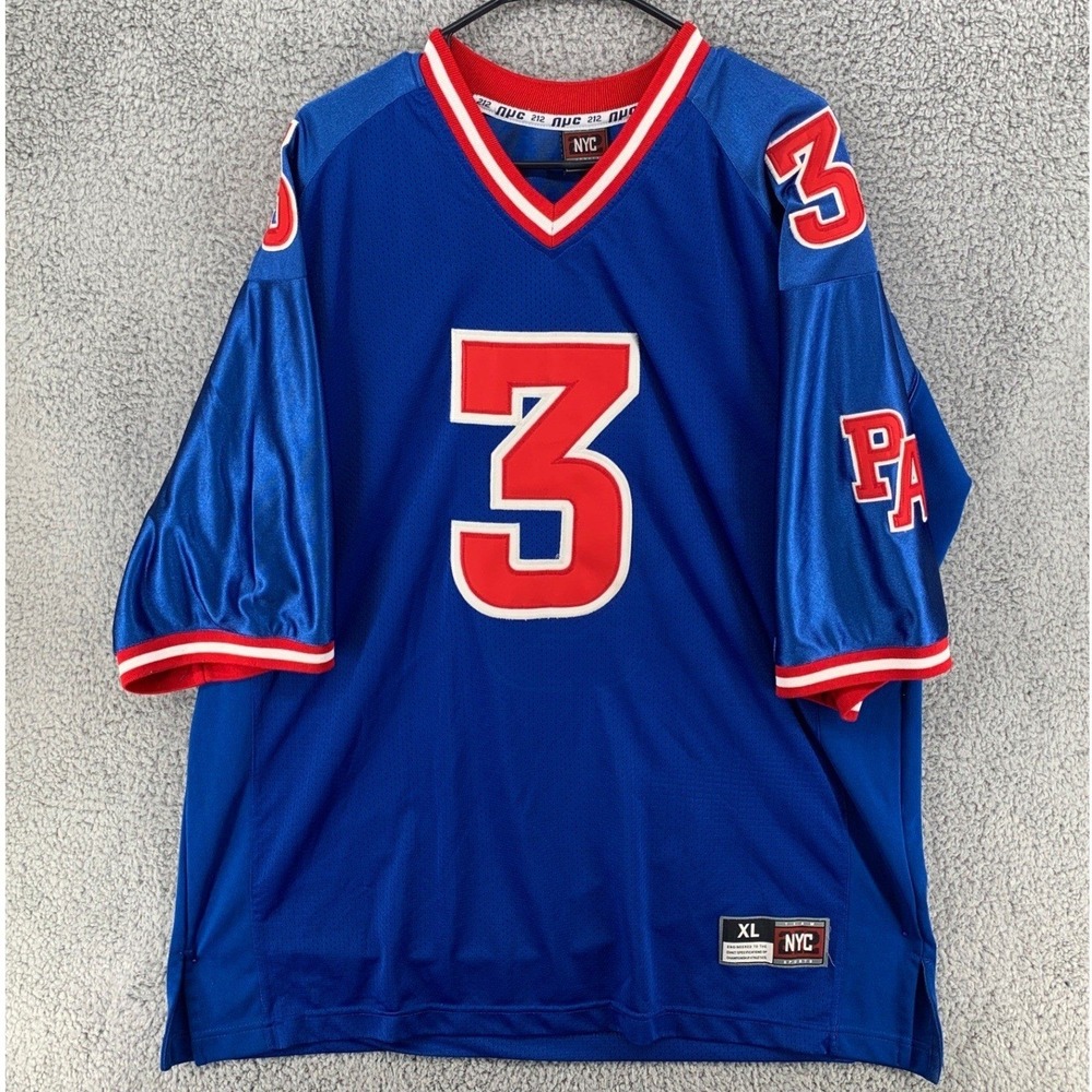 NYC 212 Sports Blue Football Jersey Number 3 Stitched Mesh Mens XL Streetwear‎